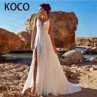 macdugal wedding dresses 2021 simple v neck chiffon beach bride gowns elegant appliques vestido de novia civil women skirt