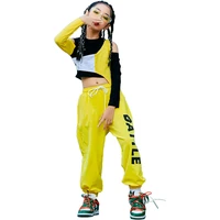 jazz dancewear girls dancer outfit fashion clothes loose hip hop street clothes yellow cheerleader uniform stage costume 120 170