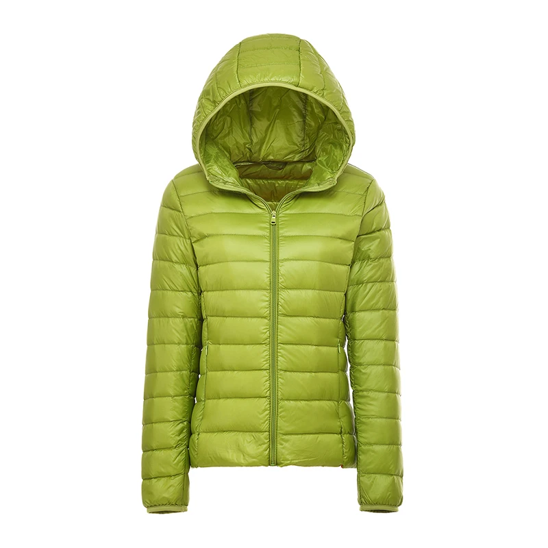 green Sfit, женский пуховик, пальто, 90%, бархат, теплый пуховик, ультра-светильник, куртки с капюшоном, длинный рукав, тонкая парка, женская, одноцветная, переносная верхняя одежда - Цвет: green