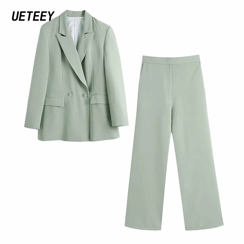 

Za Women's Blazers Sets Office Outfit Workwear Solid Jackets Coats Female Long Sleeve Pocket Double breasted Outwear Elegant trf