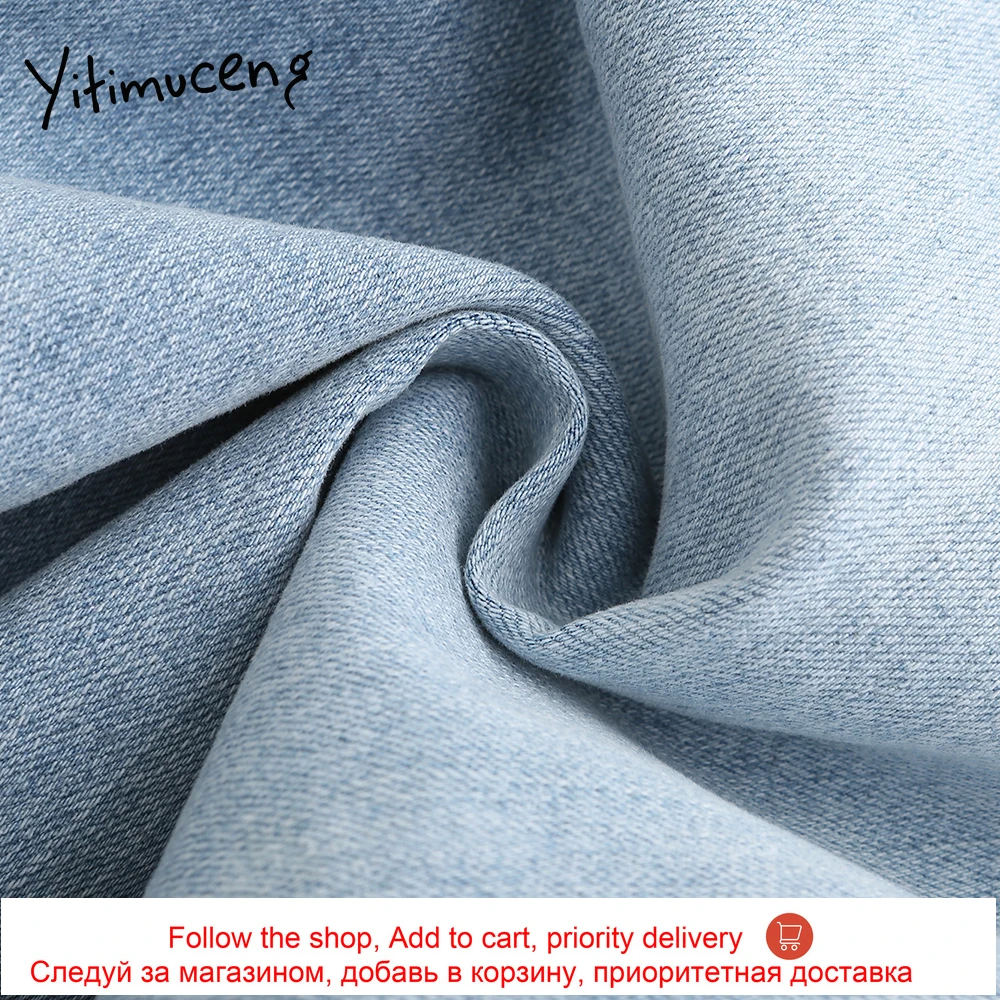 

yitimuceng new jeans women irregular ripped pencil pants stretch skinny mid waist jeans woman cotton casual streetwear pants