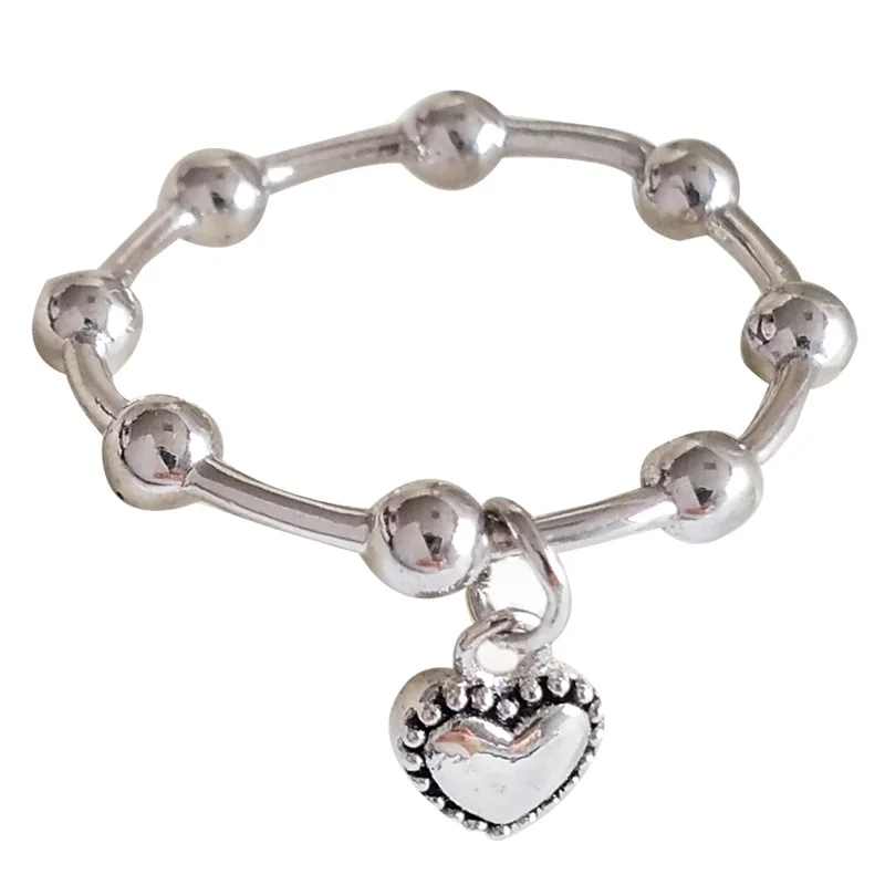 

Personality INS Style Fashion Design Baroque Old Retro Style Free Size Ring Female Simple Small Love Pendant Ring Wholesale