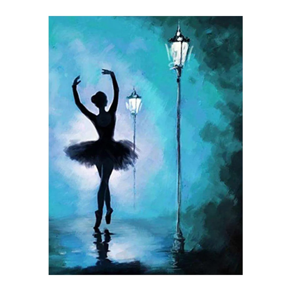 

Балетная женская уличная лампа Алмазная картина Круглая Полная дрель DIY мозаика вышивка 5D Вышивка крестиком масляная портретная картина