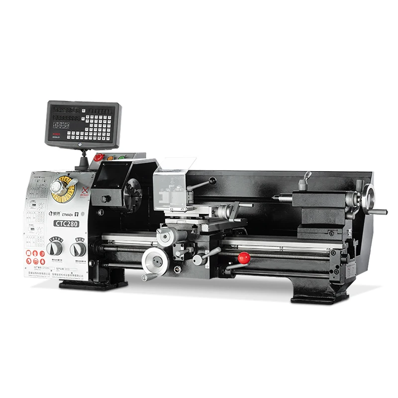 Mini metal manual lathe machine CTC280 with digital signage and displays Quick Tool Changer for sale price | Инструменты