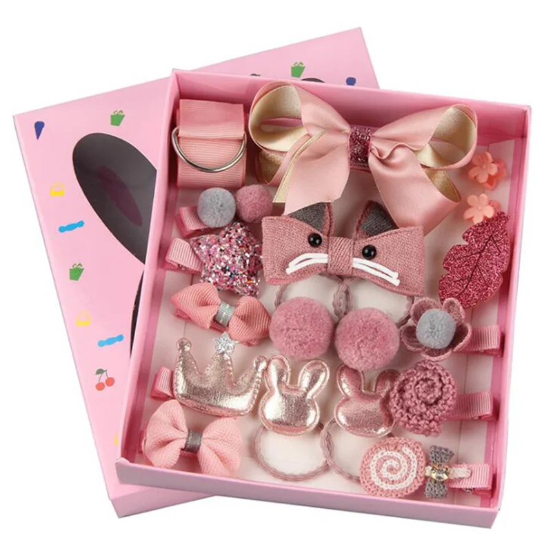 18 шт./кор. дети милые женские аксессуары для волос комплект ткани младенцев с