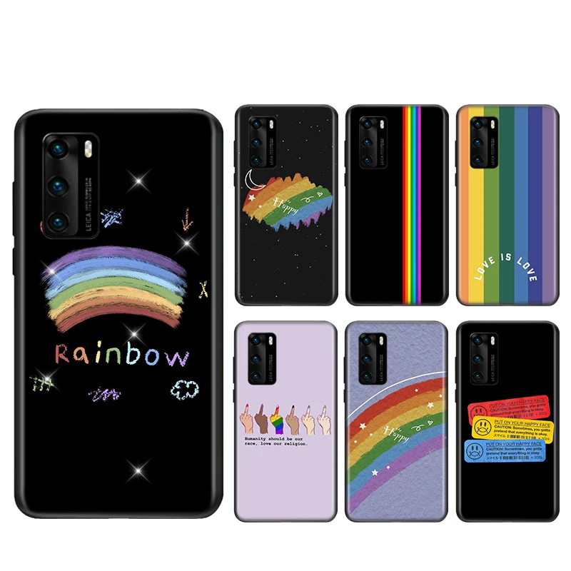 

Rainbow love is love happy For Huawei Mate 10 20 X 5G 30 40 RS Lite P Smart Pro Plus 2018 2019 2020 2021 Z S Phone Case