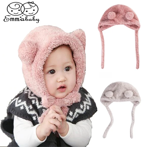 Зимняя теплая шапка для новорожденных девочек и мальчиков шапки-бини малышей