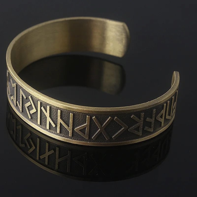 

Norse Viking 24 Amulet Runes Bracelet Vintage Punk Energy Magnetic Therapy Cuff Bangle Bracelets for Men Jewelry