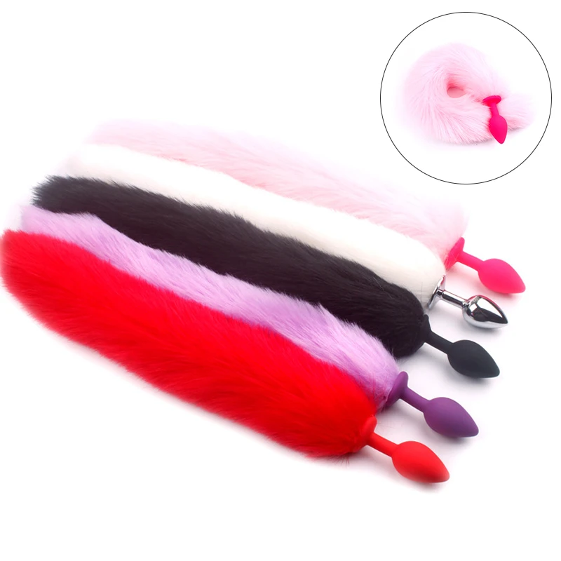 Искусственный Лисий хвост Анальная пробка металлическая мягкий силиконовый