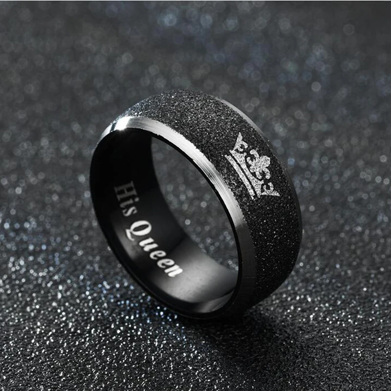 Титановая сталь изысканный черный жемчуг песок Корона его королева ее король