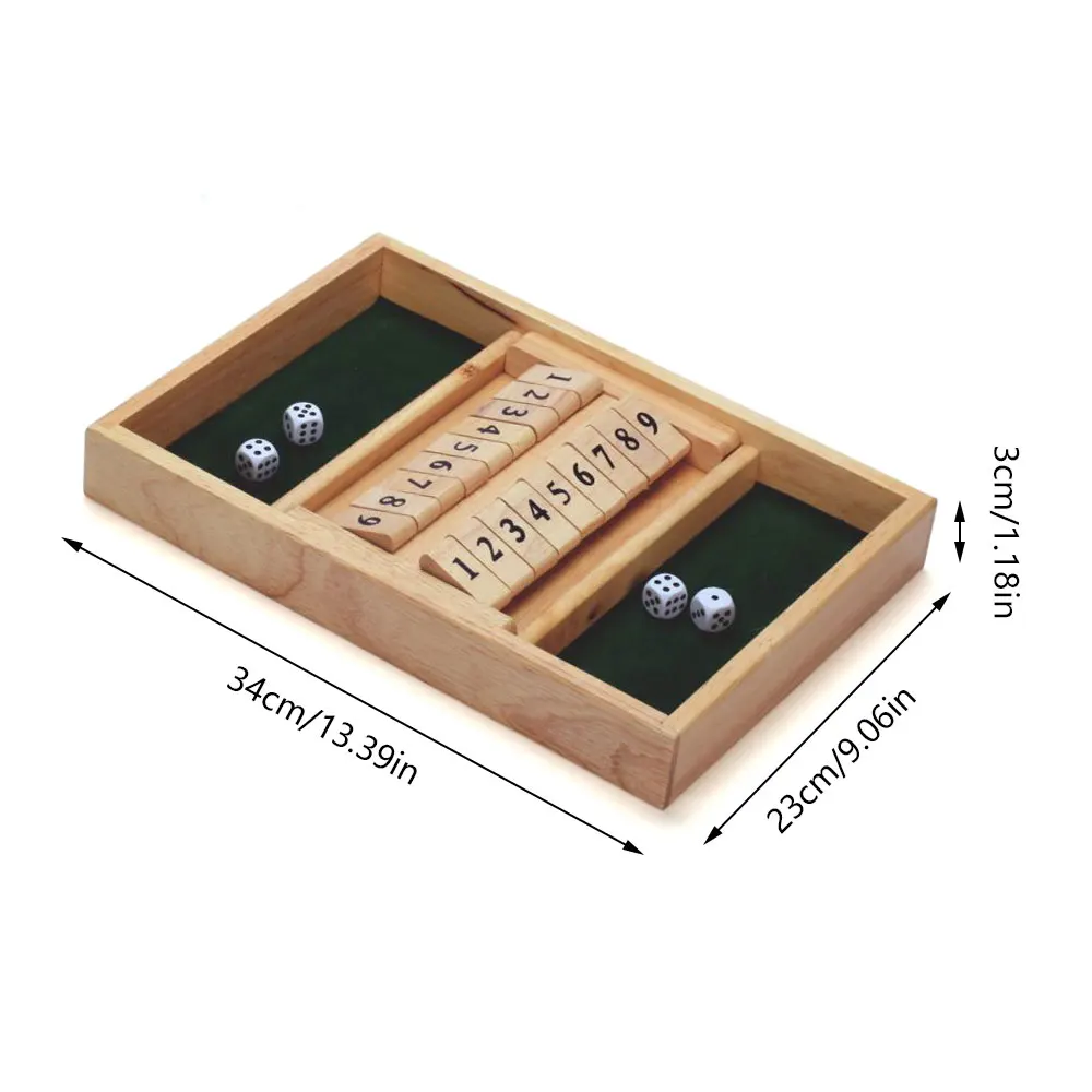

Shut The Box Dice Board Game Wooden Numbers Toys For Adults Kids Family Educational Math Strategy Party Games 2 or 4 Players