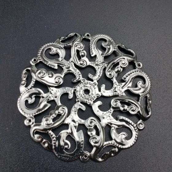 rhodium45mm20pcs Филигранное металлическое эллипс украшение для самостоятельного изготовления ювелирных изделий Аксессуары - Цвет: rhodium45mm20pcs
