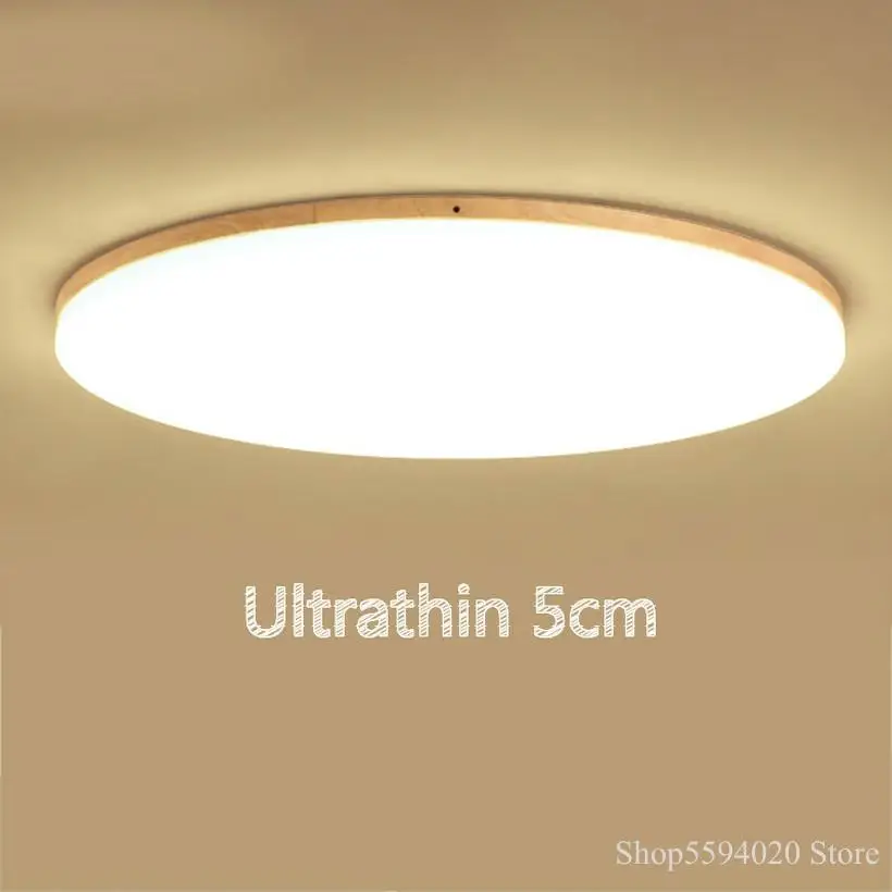 Скандинавский деревянный светодиодный потолочный светильник s Ультратонкий 5 см