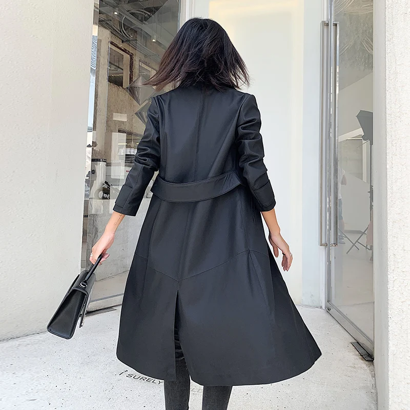 

JCHB 2021 leather Haining coat genuine Women's Mid-length autumn and winter New sheepskin windbreaker single leather trendy