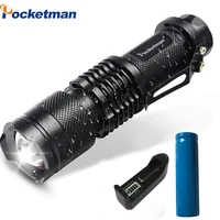 mini led flashlight 4000lm q5 t6 l2 led torch adjustable focus zoom flash light lamp use 14500 and 18650 battery give gift