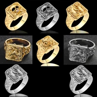 2021 fashion 8 mixed styles mens domineering engraved skull dragon lion geometric pattern male metal ring for party jewelry