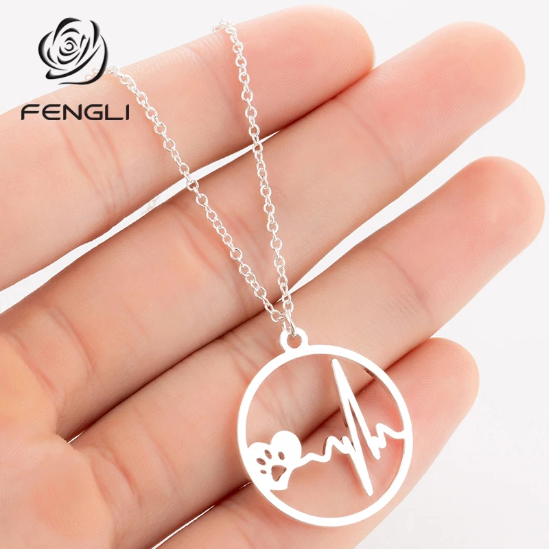 FENGLI Сердце Собака когти подвески из нержавеющей стали ожерелья для влюбленных