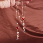 Новинка 2021, корейское винтажное Ожерелье Стразы с бусинами, цепочка для маски, ремешок на шею, держатель для очков, веревка для женщин, ремешок для очков