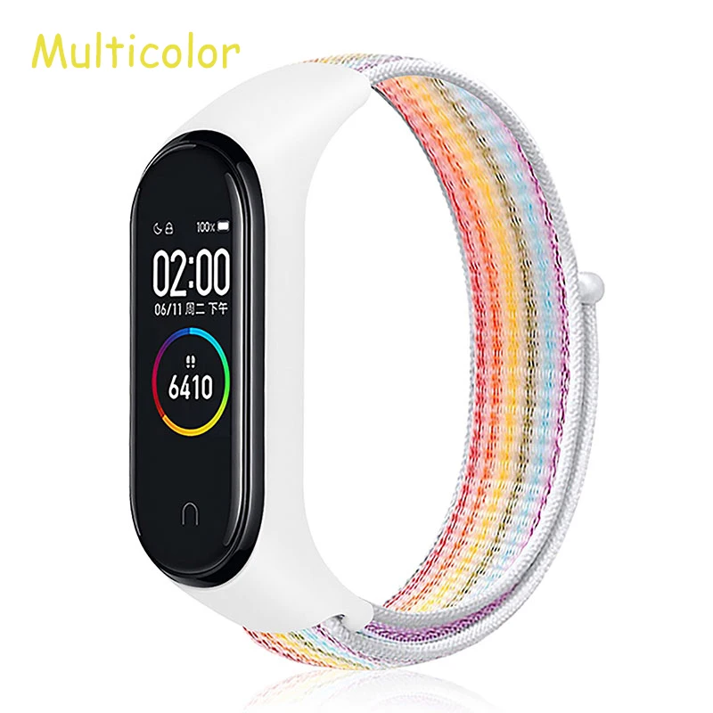 Nylon strap For Xiaomi mi band 3 4 strap Smart bracelet Soft Sport Wristbands For Mi band 4 NFC Global Smart watch women men - Цвет: Multicolor strap