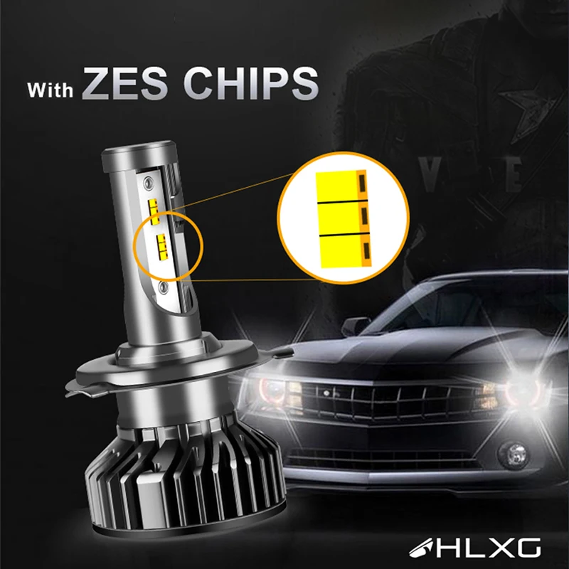HLXG супер яркий светодиодный luces h4 h7 12v Светодиодный светильник лампа для