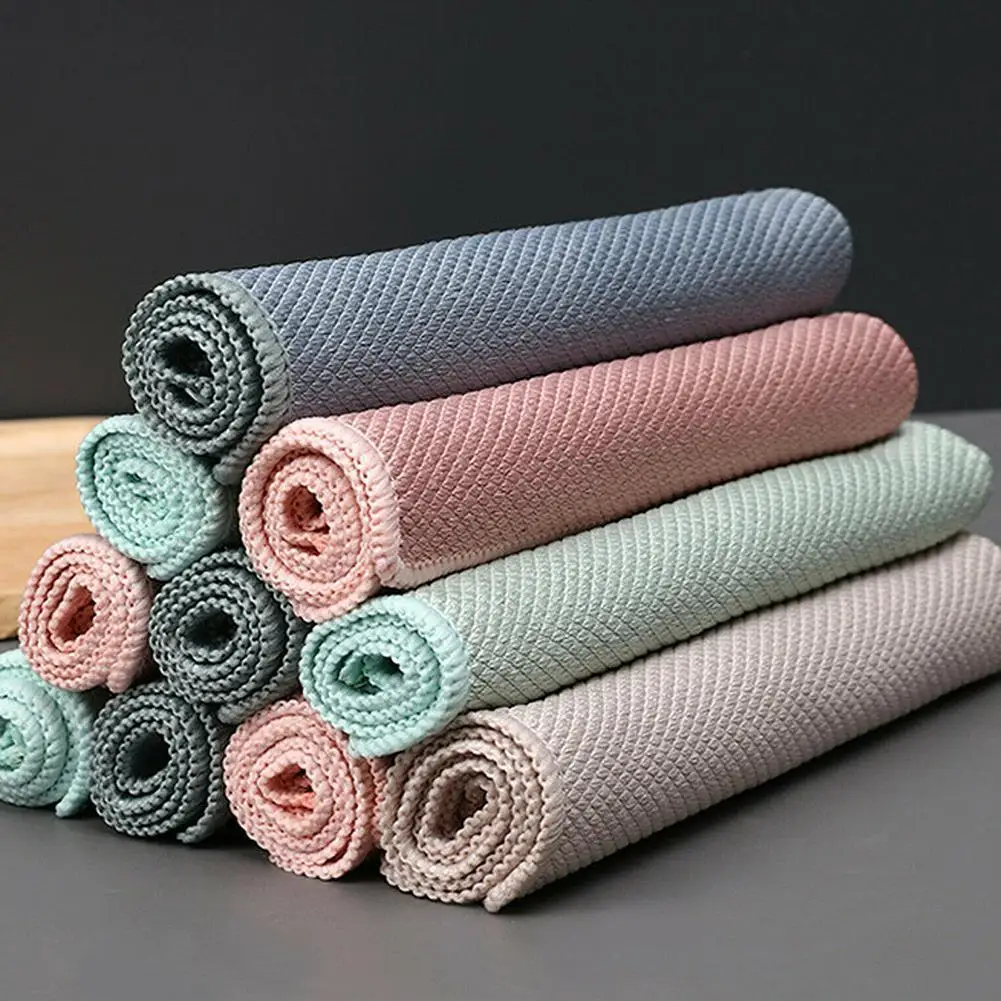 

1Pc Kitchen Anti-Grease Wiping Rags Efficient Fish Wipe Scale Rags Washing Dish Cleaning Home Cloth Tableware Cleaning Towe B1O1