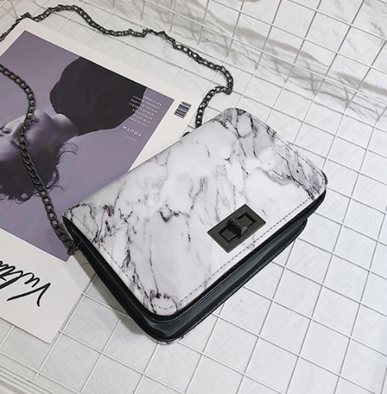 Женские сумки с мраморным узором маленькая Квадратная Белая сумка мессенджер
