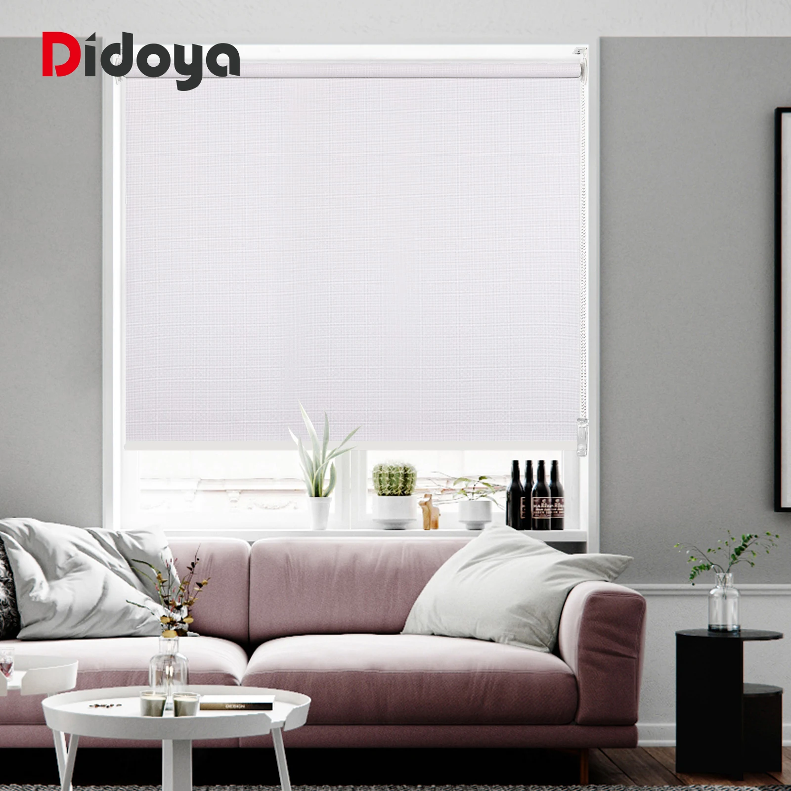 

100% Blackout Waterproof Fabric Window Roller Shades Blind, UV Protection, for Bedrooms, Living Room, Bathroom