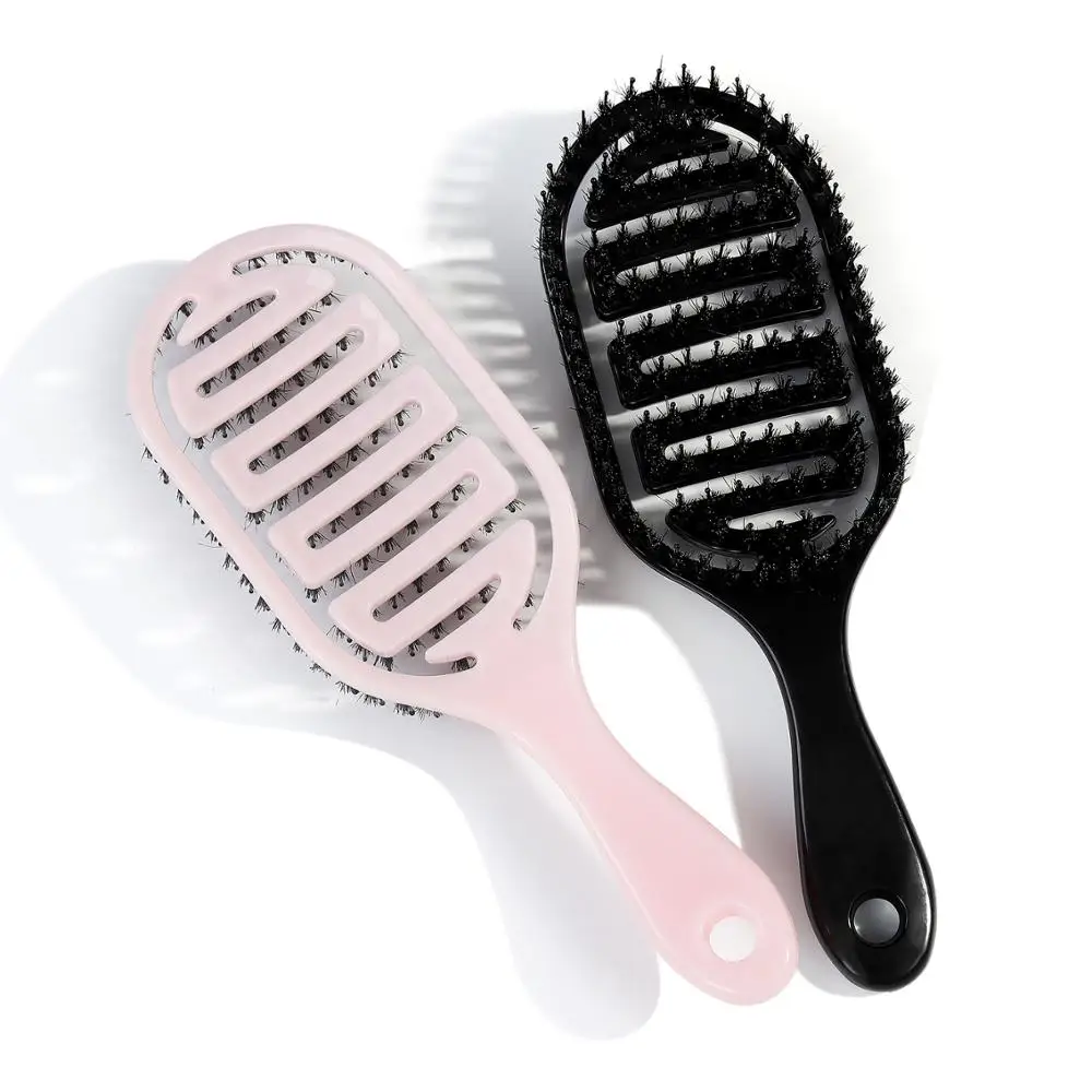 

Hair Scalp Massage Comb Hairbrush Bristle Nylon Bending Women Wet Detangle Hair Brush for Salon Hairdressing Styling Tools Pink