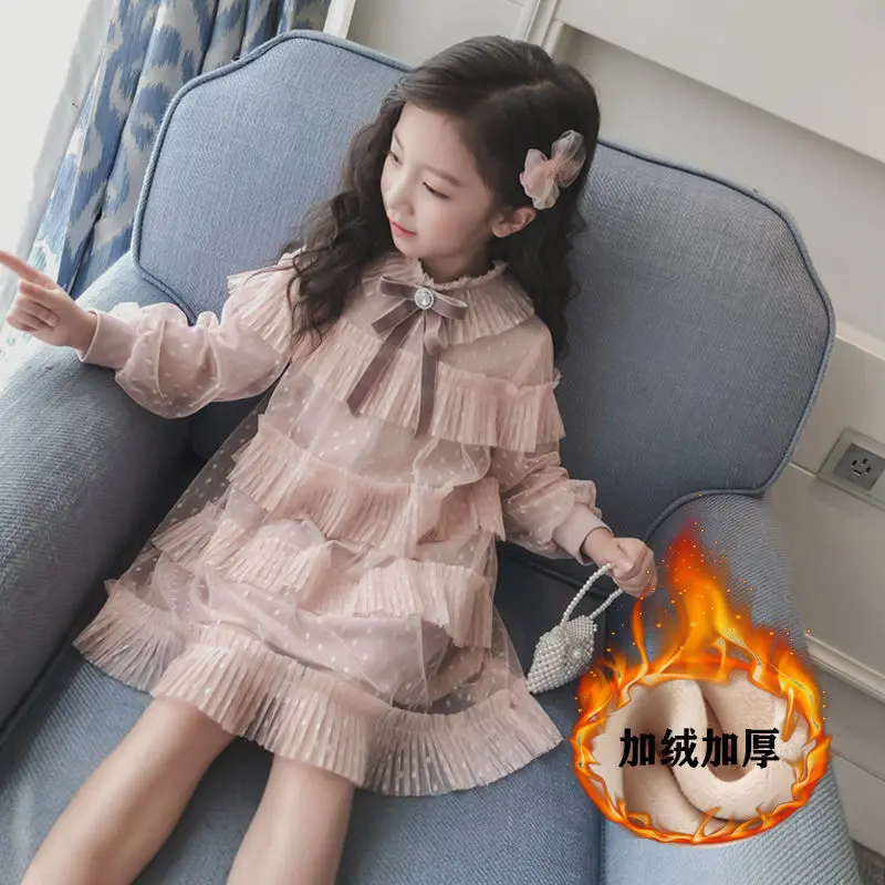 Детское Сетчатое платье принцессы с бантом элегантное вечернее платье-пачка для