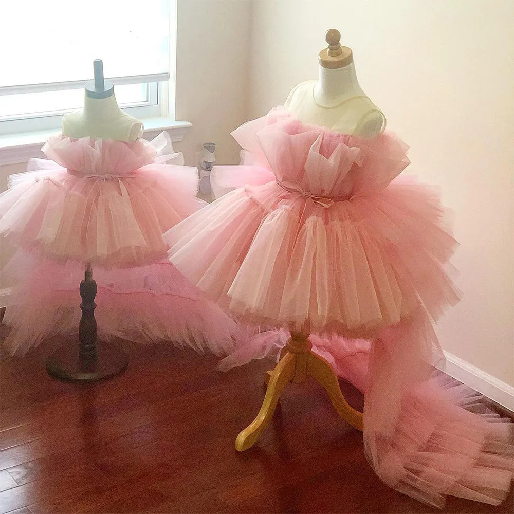 Pink Tulle Baby Girl Dress Flower Girl Dress Child Pricess Dress Birthday First Communion Gowns