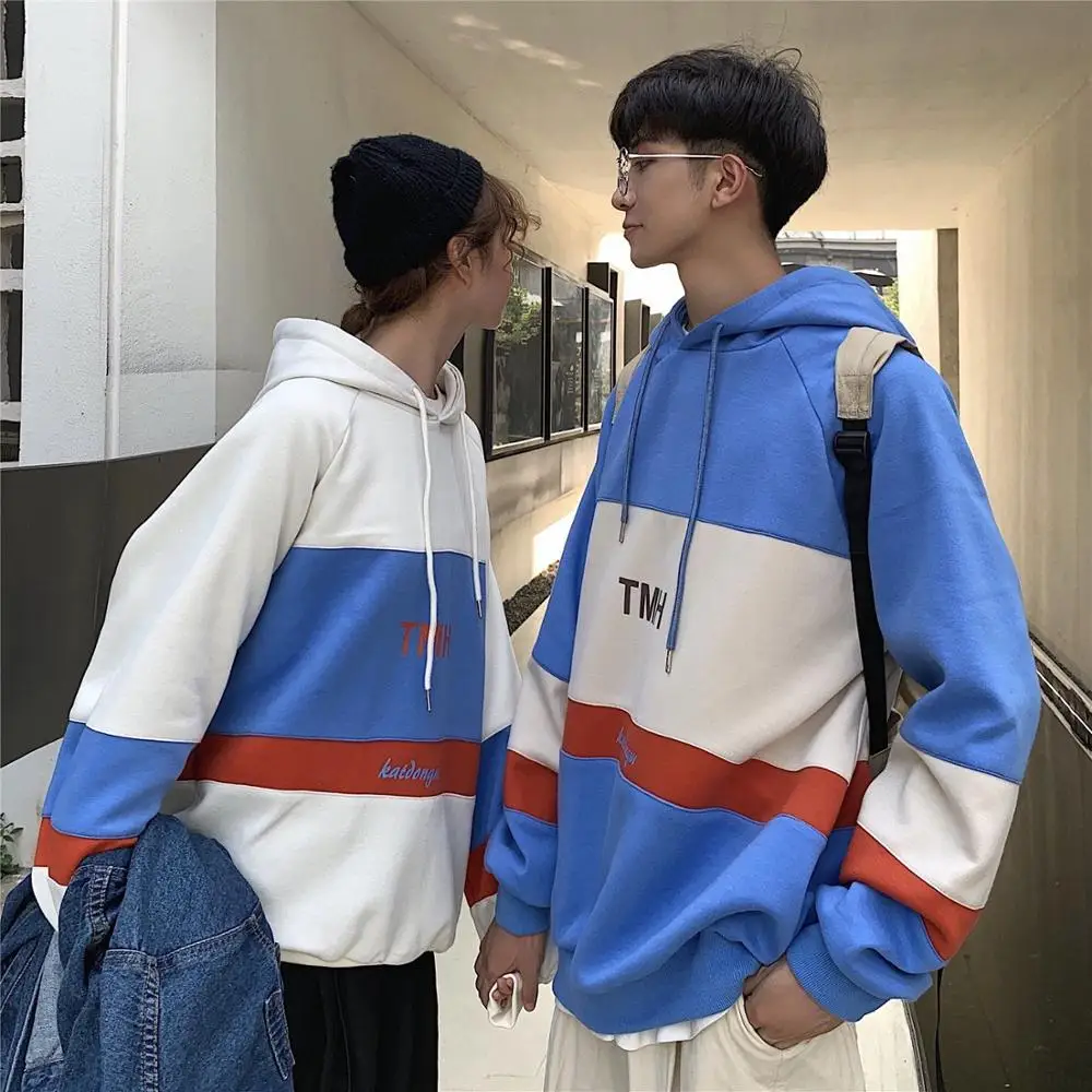 

2021 Casual Hip Hop Sweatshirts Women Cool Autumn Long Sleeve Oversize Patchwork Hoodies Femme Couple High Street Tops Female