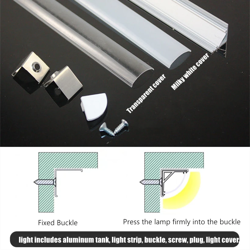 2-30pcs/Lot 0.5m 1m 72LED Bar Lights 220V 45 Degree Angle Corner Aluminum Profile Rigid Tube Light Under Cabinet Tube Strip Lamp images - 6