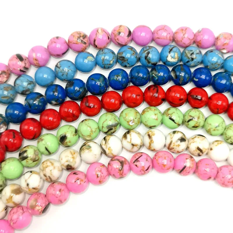 

Цепочка из натурального камня с разноцветными Круглые бусины для изготовления ювелирных изделий ожерелье 15 ''Нить Браслет" сделай сам "4/6/8/10/...