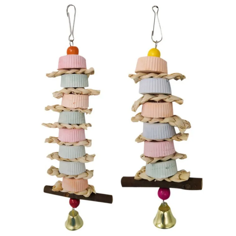 Птицы попугай шлифовальный камень жевательная игрушка подвесная веревка клетка