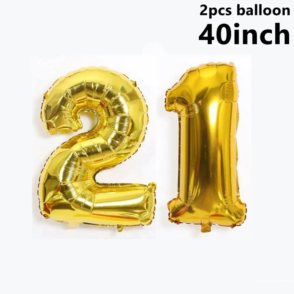 40inch 21th Balloons Taoup 32 дюйма 40 дюймов Золотой номер шары фольга 21 30 40 50 60 с днем рождения шары-цифры шары День рождения Декор для взрослых - Цвет: 40inch 21th Balloons