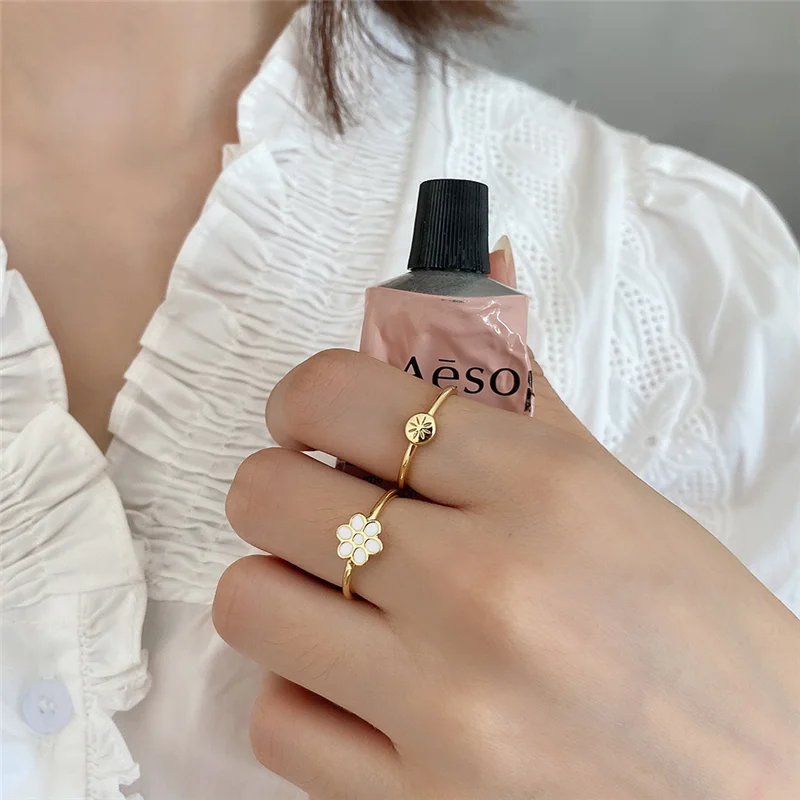 

WOOZU Real 925 Sterling Silver Romantic Cute Flower Open Finger Rings For Women Wedding Anniversary Korean Birthday Jewelry Gift