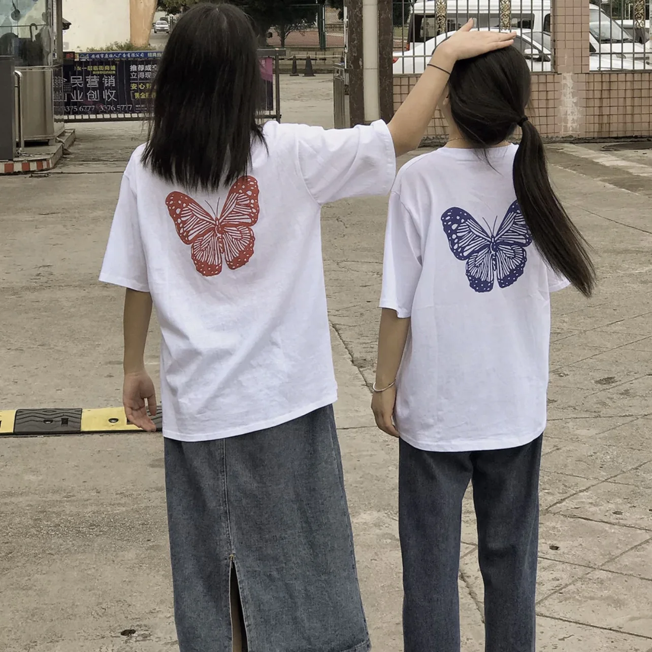 

Женская хлопковая футболка для девочек, футболка в стиле Харадзюку, белая футболка с рисунком бабочки, топы, одежда Y2k, эстетическая сказочн...