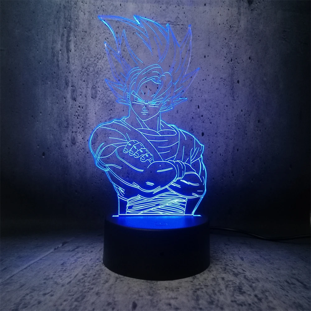 Новый Dragon Ball Angry expression Goku 3D настольная лампа Luminaria светодиодный ночник креативный