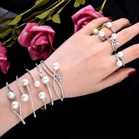missvikki luxury trendy diy charm pearls bangle ring jewelry sets for bridal wedding high quality original design fashion style