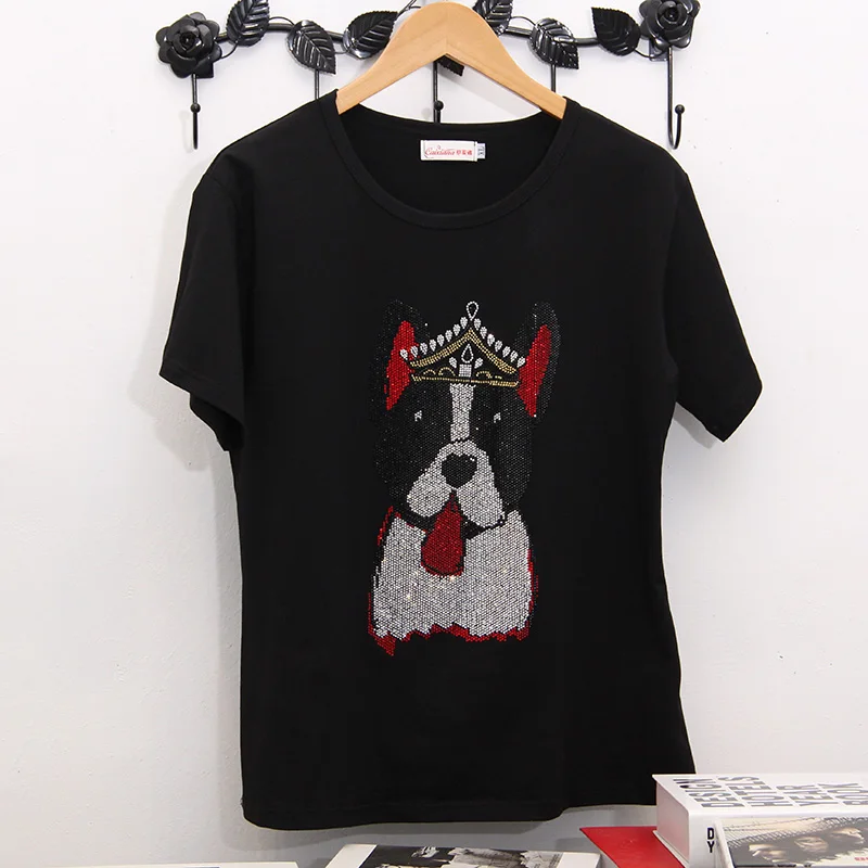 2020 футболки для женщин летние с коротким рукавом изображением короны собаки