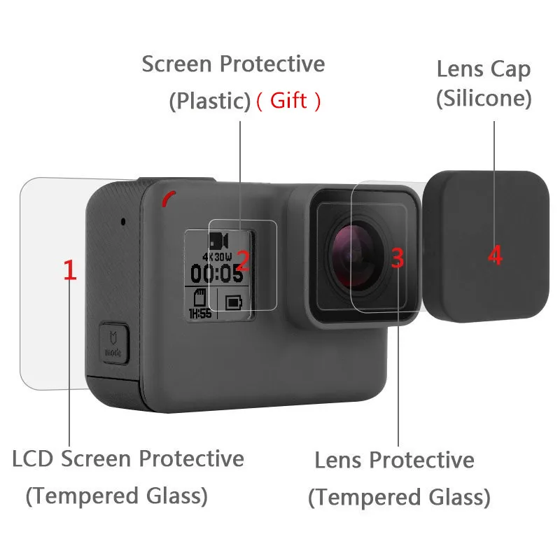 Защитная пленка из закаленного стекла чехол для GoPro Hero 7 Black 6 5 Крышка объектива ЖК-экран Защитная крышка Экшн-камера набор аксессуаров
