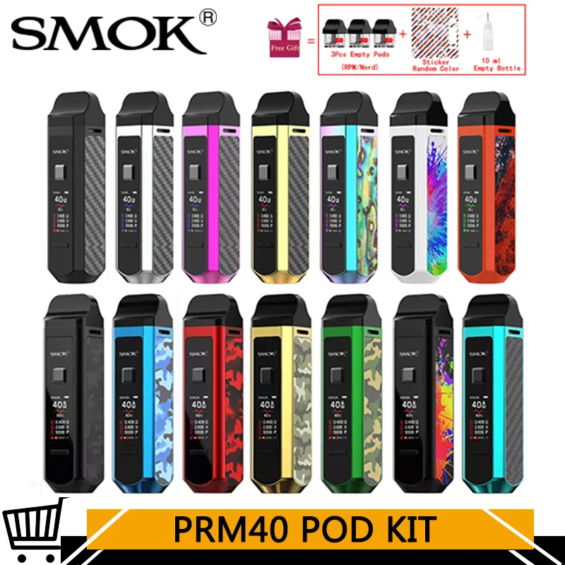 SMOK RPM40 Pod Kit Vape 40 Вт 1500 мАч батарея 4 3 мл бак об/мин сетка 0.4ohm катушка 5 Nord RBA