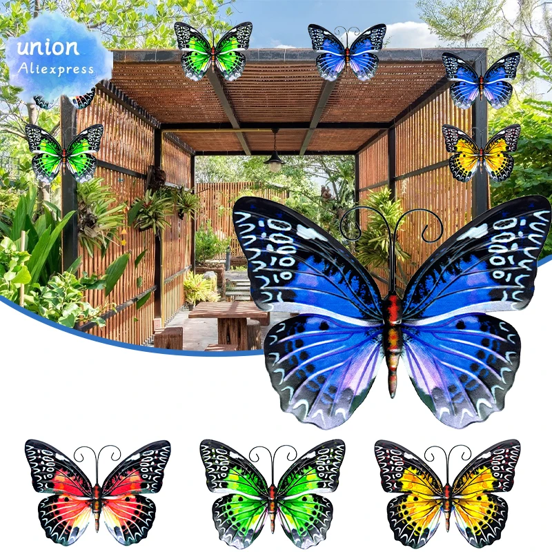 

Metal Butterfly Wall Art Decor Beautiful Vintage Sculptures Ornament For Home Patio Garden Statues Et Sculptures