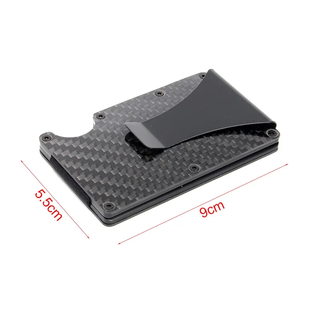 

Carbon Fiber Card Holder Male Business RFID Blocking Slim Wallet Men Cash Clip Portable ID Card Case