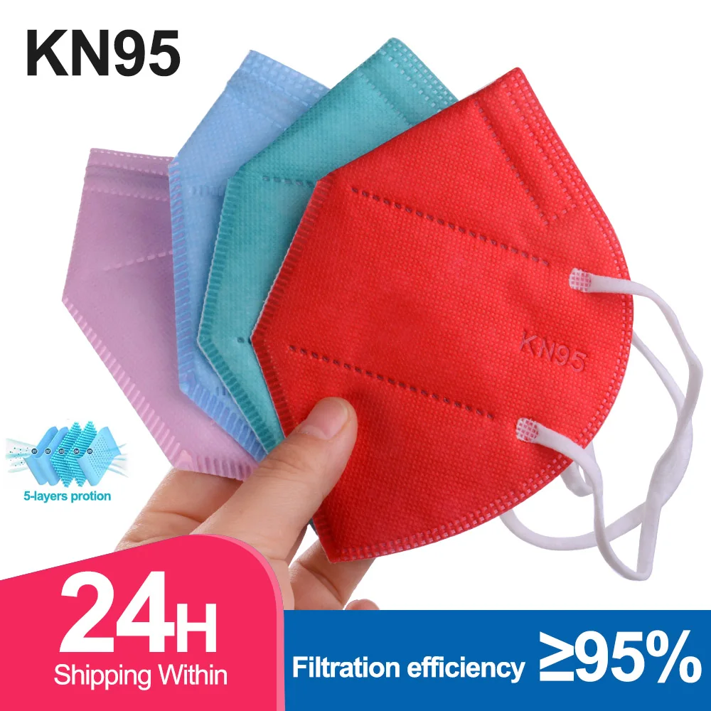 

5-100PCS 5 Layers Filter KN95 Masks Respirator FFP2 Face Mask Dust Protective FFP2mask Earloop Mascarillas FPP2 FFP3 Reusable