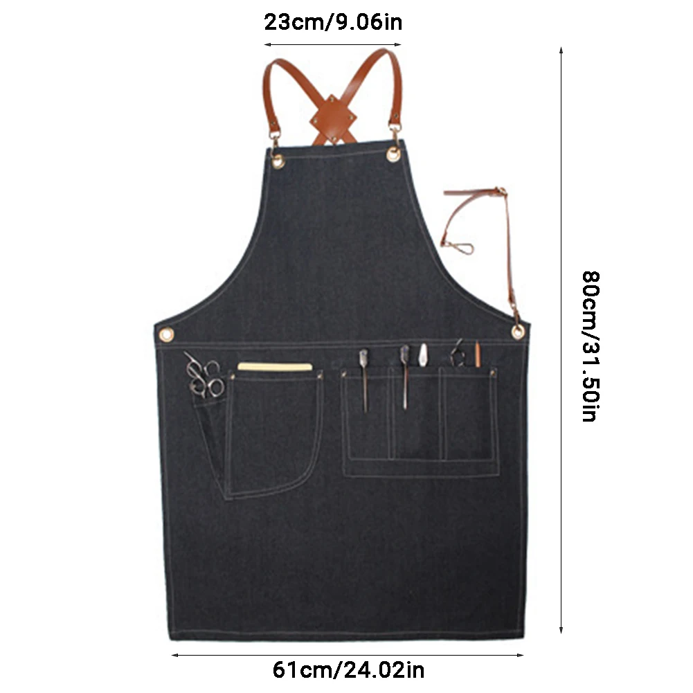 

Cooking Kitchen Apron For Woman Men Chef Waiter Cafe Shop BBQ Hairdresser Aprons Bibs Kitchen Accessories Denim Work Apron