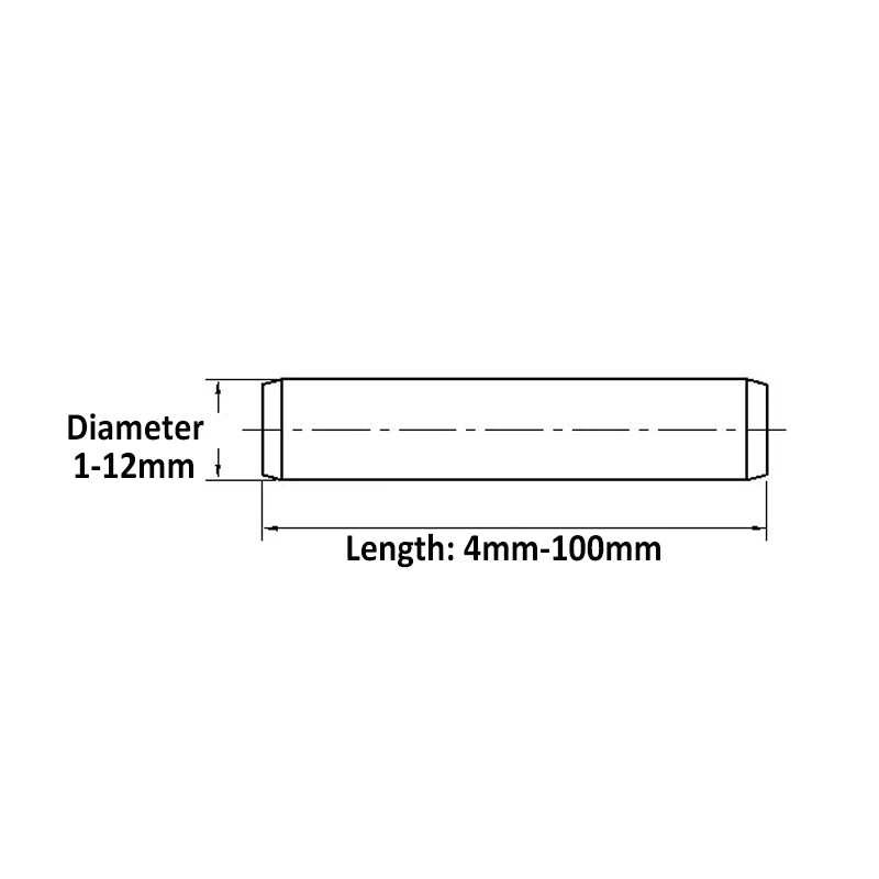 M1 M1.5 M2 M2.5 M3 M4 M5 M6 M8 M10 M12 304 Stainless Steel Cylindrical Pin Locating Dowel | Pins
