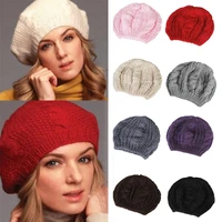 fashion warm winter women beret braided baggy knit crochet beanie hat ski cap