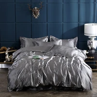 rayon solid color bedding set luxury duvet cover set bed sheet set single double bed set