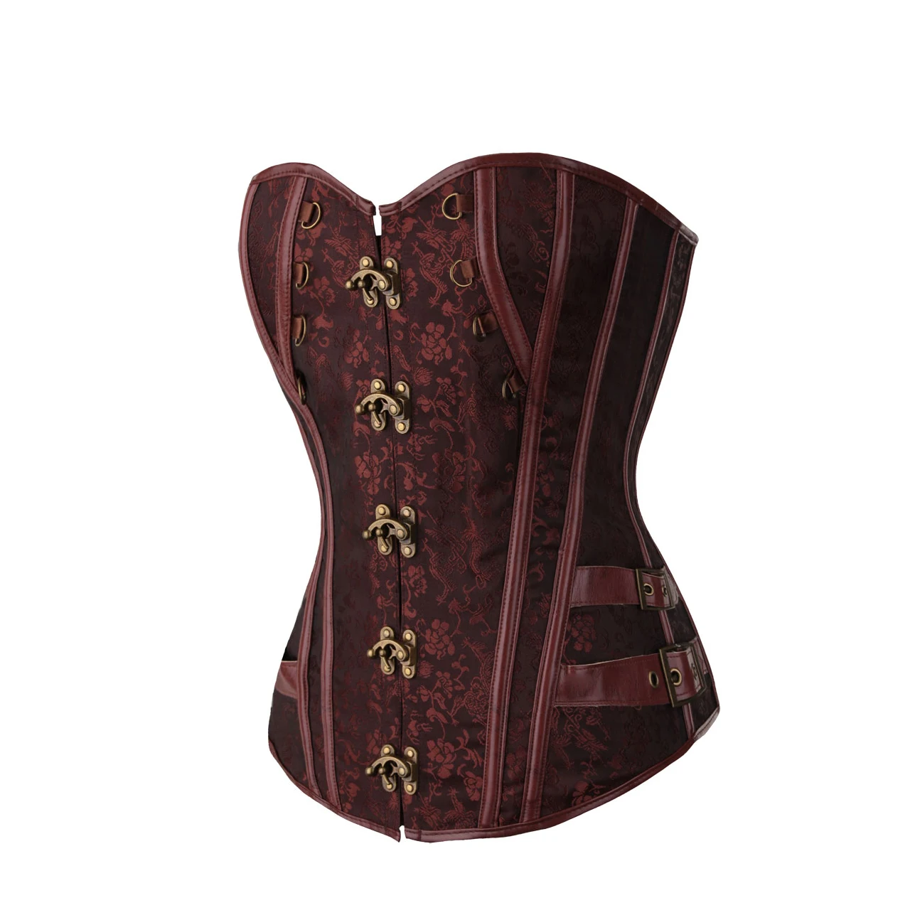 Women Sexy Gothic Retro Tiger Buckle Thin Waist Court Vest Rubber Bone Steampunk Corset Top Belly Black Body Shaper Plus Size